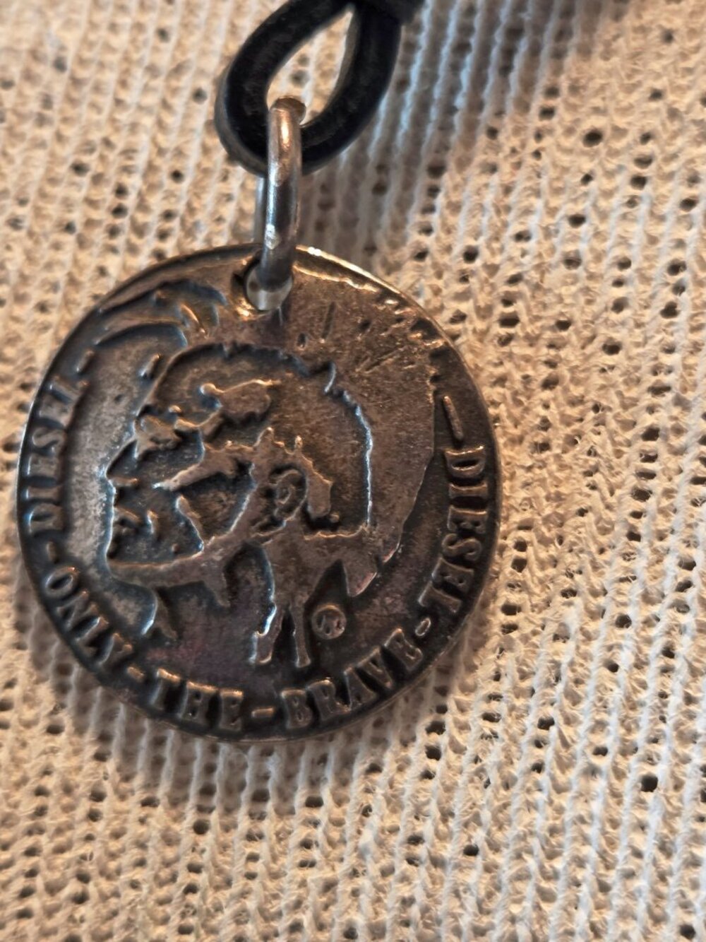 Diesel Only The Brave Pendent Leather Cord Necklace